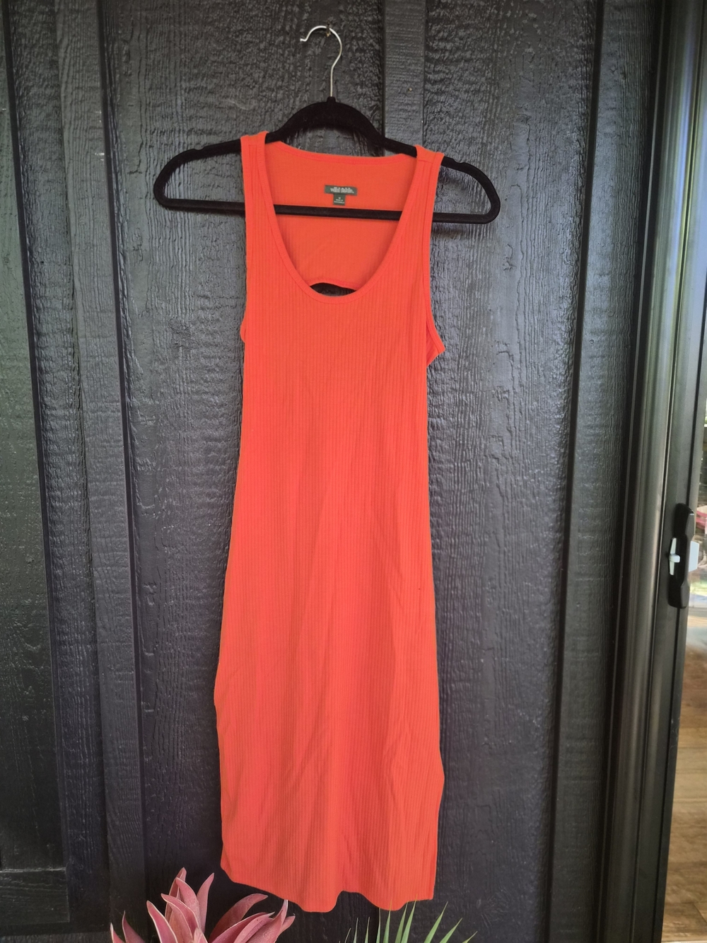 Wild Fable Ribbed Tank Midi Dress in Bright Orange
